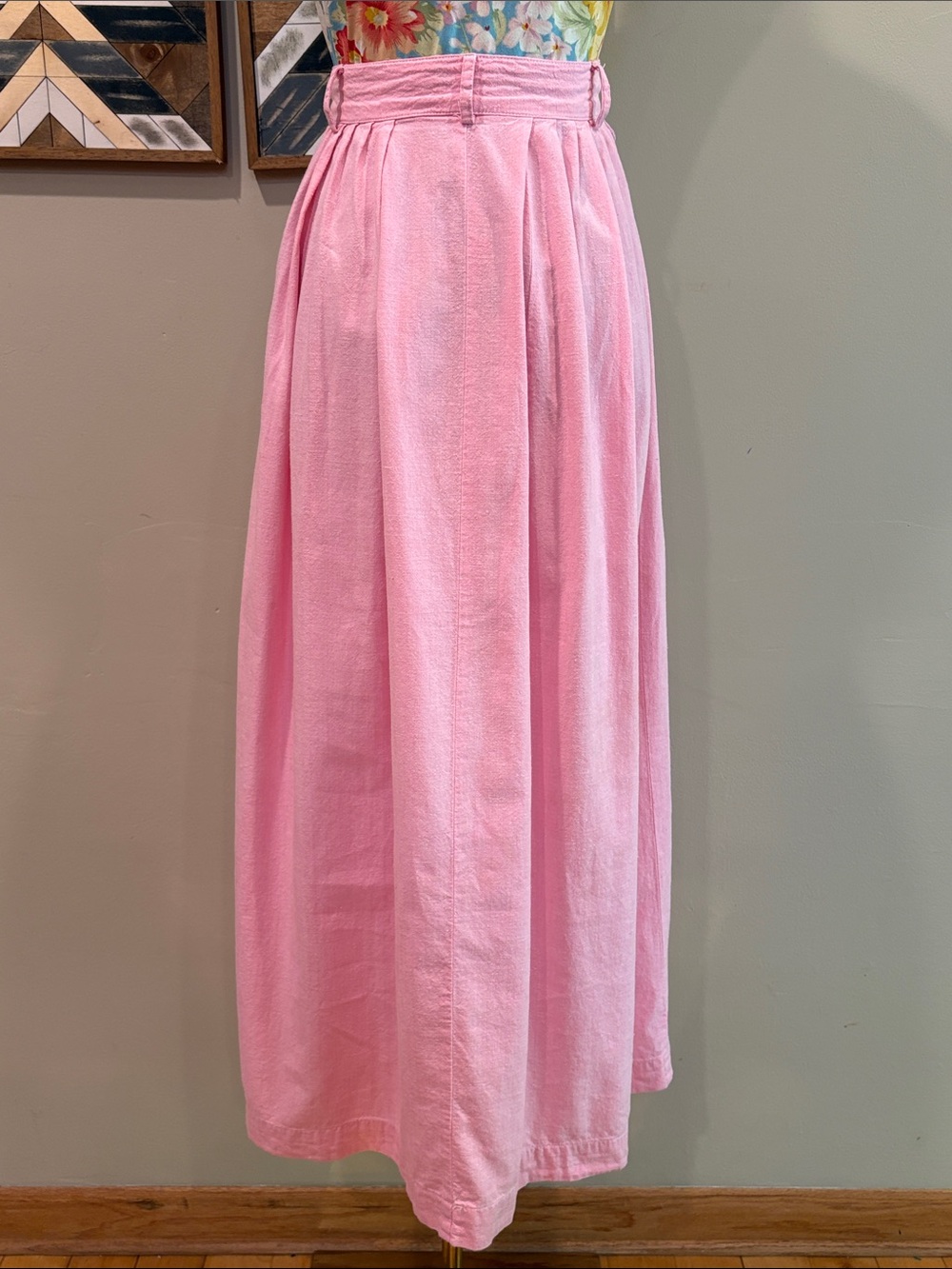 Vintage Ralph Lauren Blue Label Pink Cotton Pleated Maxi Skirt size 4 *As-Is* - Picture 8 of 16